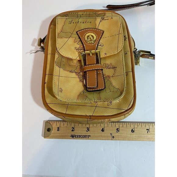 France Frank Farmer 1878 Tan Map Print Crossbody Purse with Adjustable Strap - Picture 7 of 11